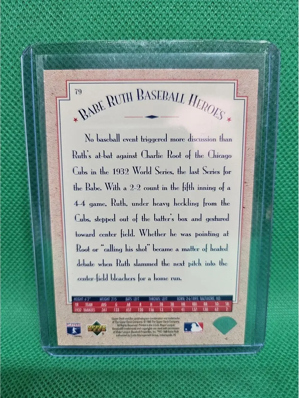 1995 Upper Deck Ruth Heroes #79 Babe Ruth/1932 The Called Shot - HOF - RAW Mint